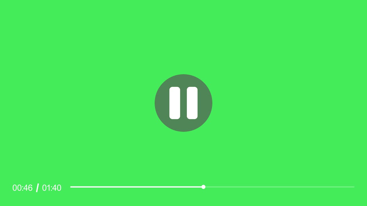 Interface de lecteur vidéo avec animation de minuterie isolée sur fond vert