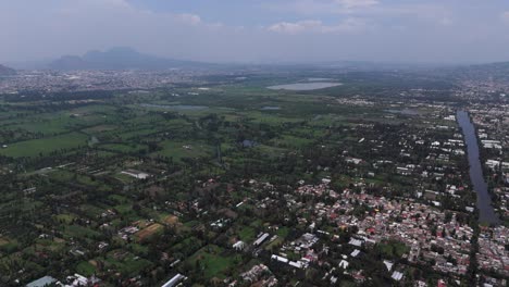 aerial view of xochimilco, the lake zone in southern cdmx