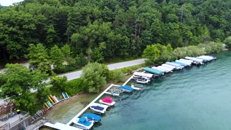 a boat launch filmed from the air