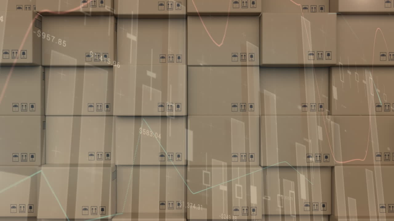 animación de estadísticas y procesamiento de datos en cajas de cartón