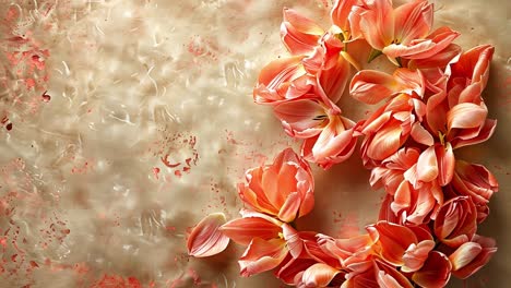 Elegant Peach and Coral Tulips on Textured Beige Background