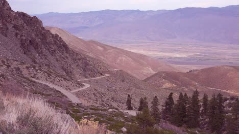 establishing shot of the owens valley in the eastern sierra nevada mountains of california