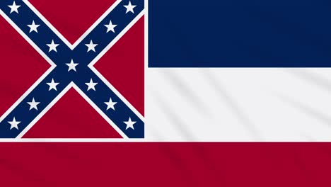 mississippi flag flutters in the wind, loop for background