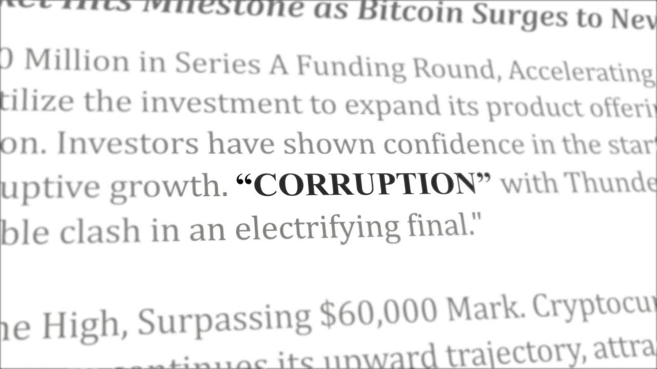 Corruption news headline in different articles