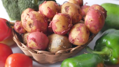 fresh potatoes and vegetables