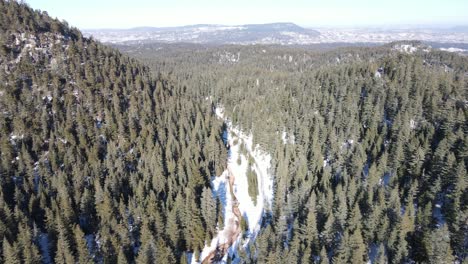 winter valley drone view