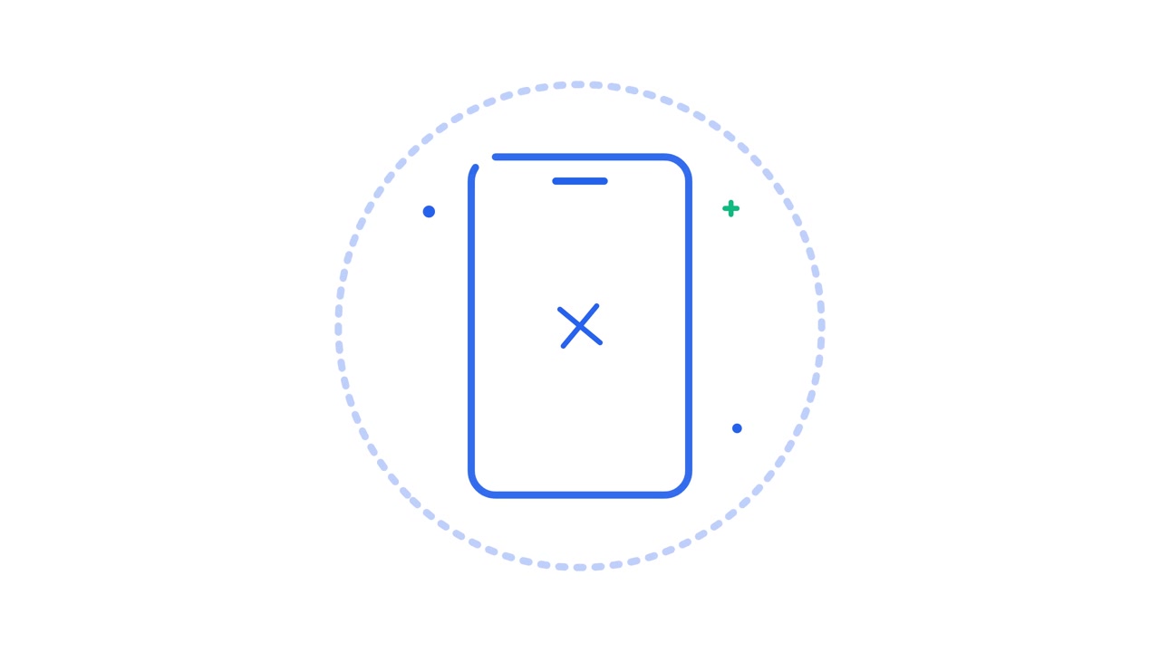 Icona Animata di Smartphone che si Trasforma da Segno Meno a Segno Più.