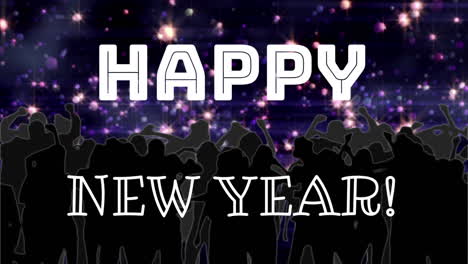 happy new year! written in front of people dancing