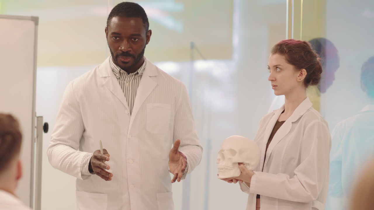 Anatomy Professor Explaining Material to Medical Students