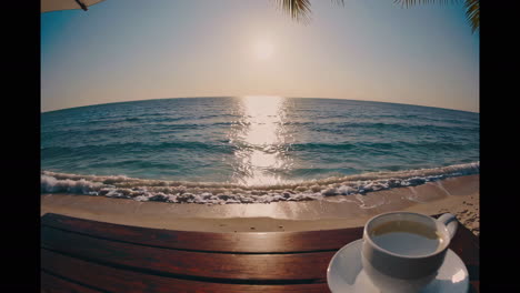 morning coffee on a tropical beach