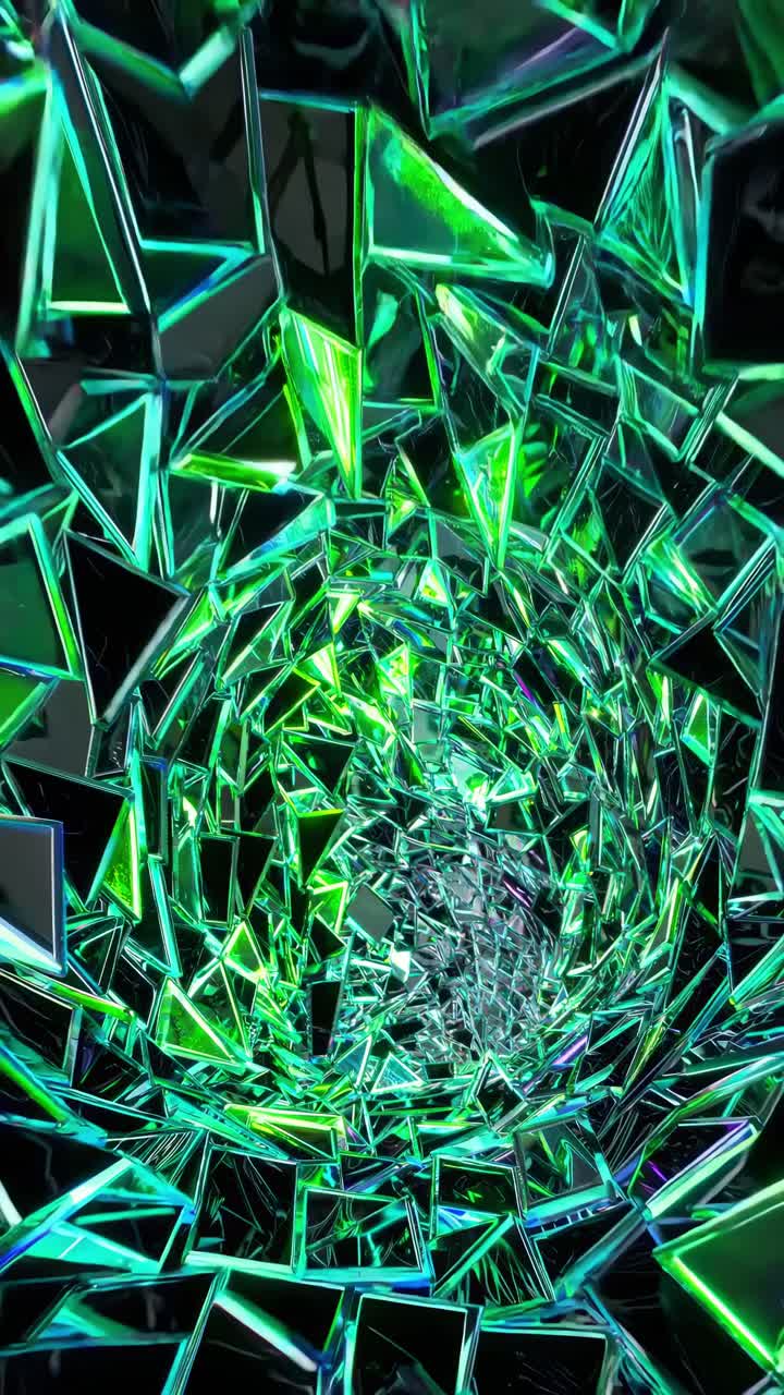 Abstract Neon Geometric Shattered Glass Tunnel