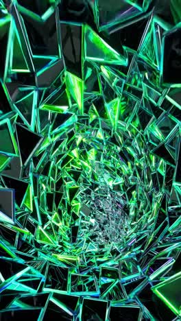 abstract neon geometric shattered glass tunnel