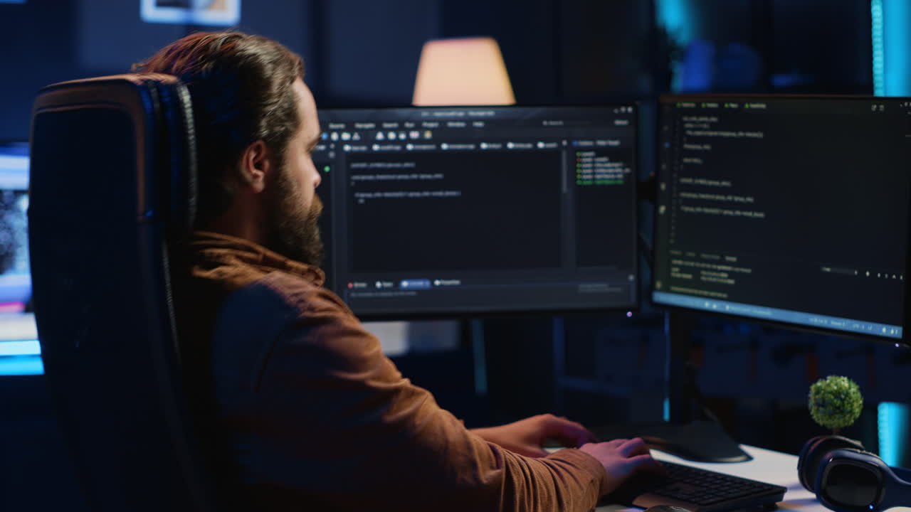IT admin brainstorming ways of fixing database errors, working from home