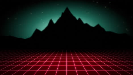 Motion-retro-abstract-background-with-red-grid-and-mountain-3