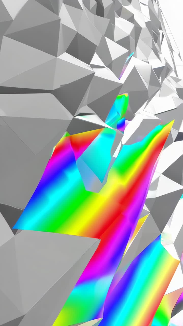 Abstract Geometric Polygonal Structure with Iridescent Reflections