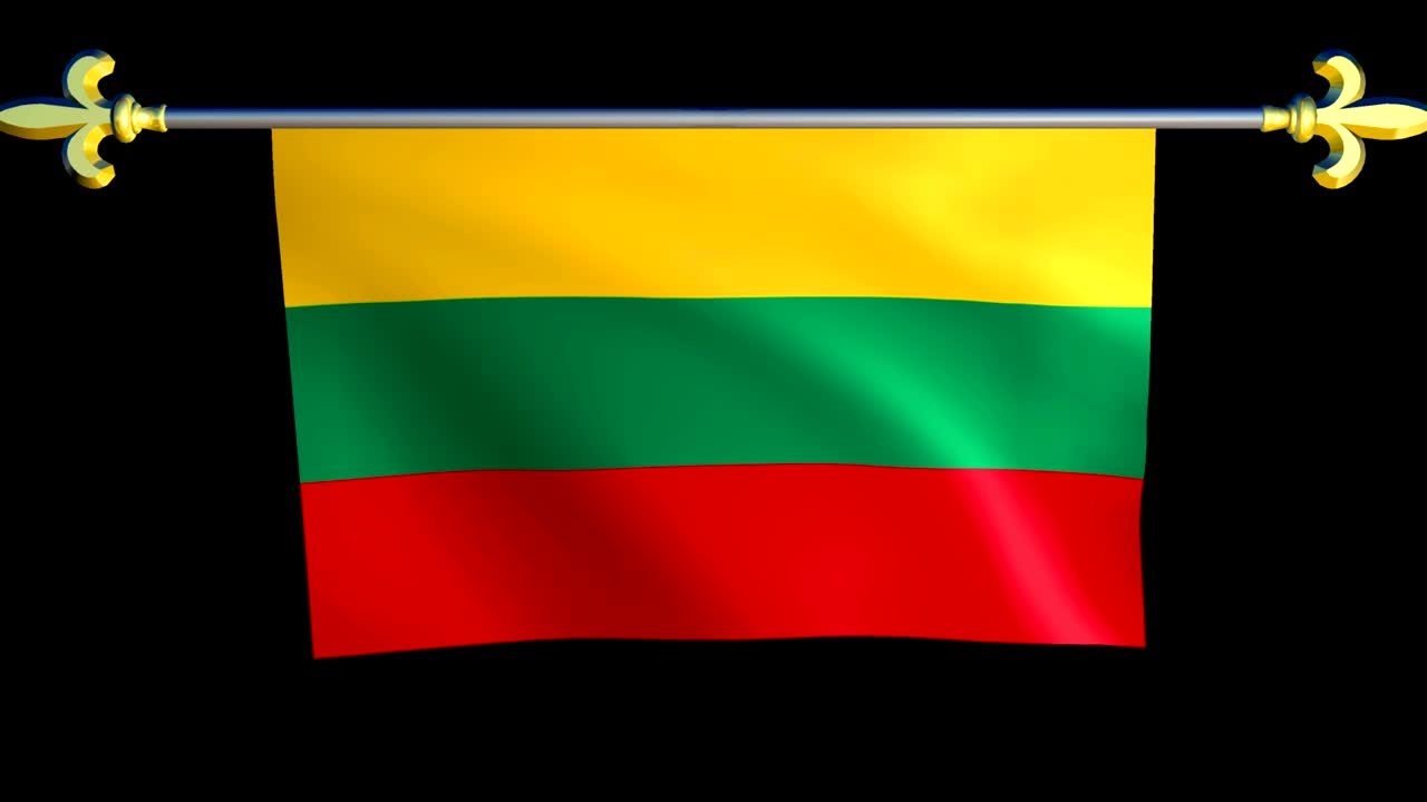 gran bandera animada en bucle de lituania