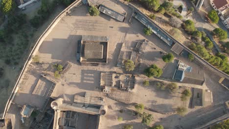 Directly-above-ascending-view-of-Castro-Marim-medieval-castle-on-hilltop-overlooking-the-town