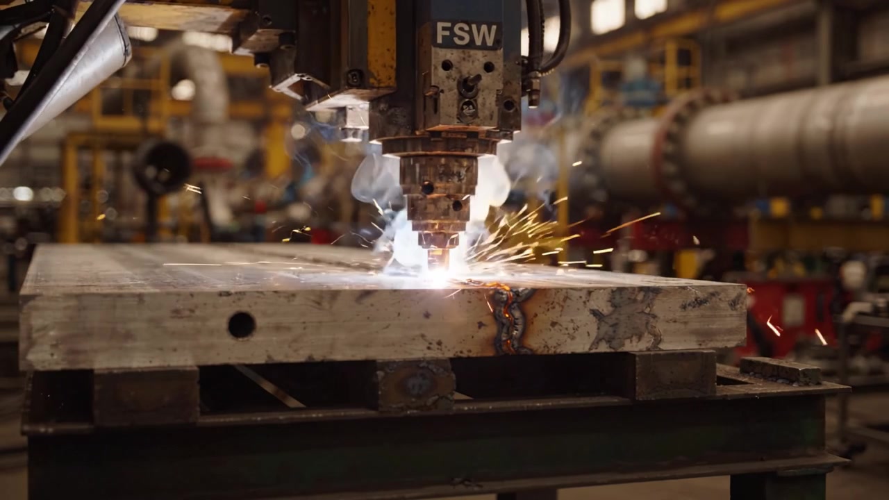 Kaynak İşlemine Odaklanmış, Metal Yüzeyden Kıvılcımlar Çıkarken Makine Hassas Birleşme Gerçekleştiriyor, Endüstriyel Üretim Tekniklerinin Gücünü Sergiliyor