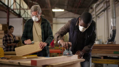 woodworking workshop with employees