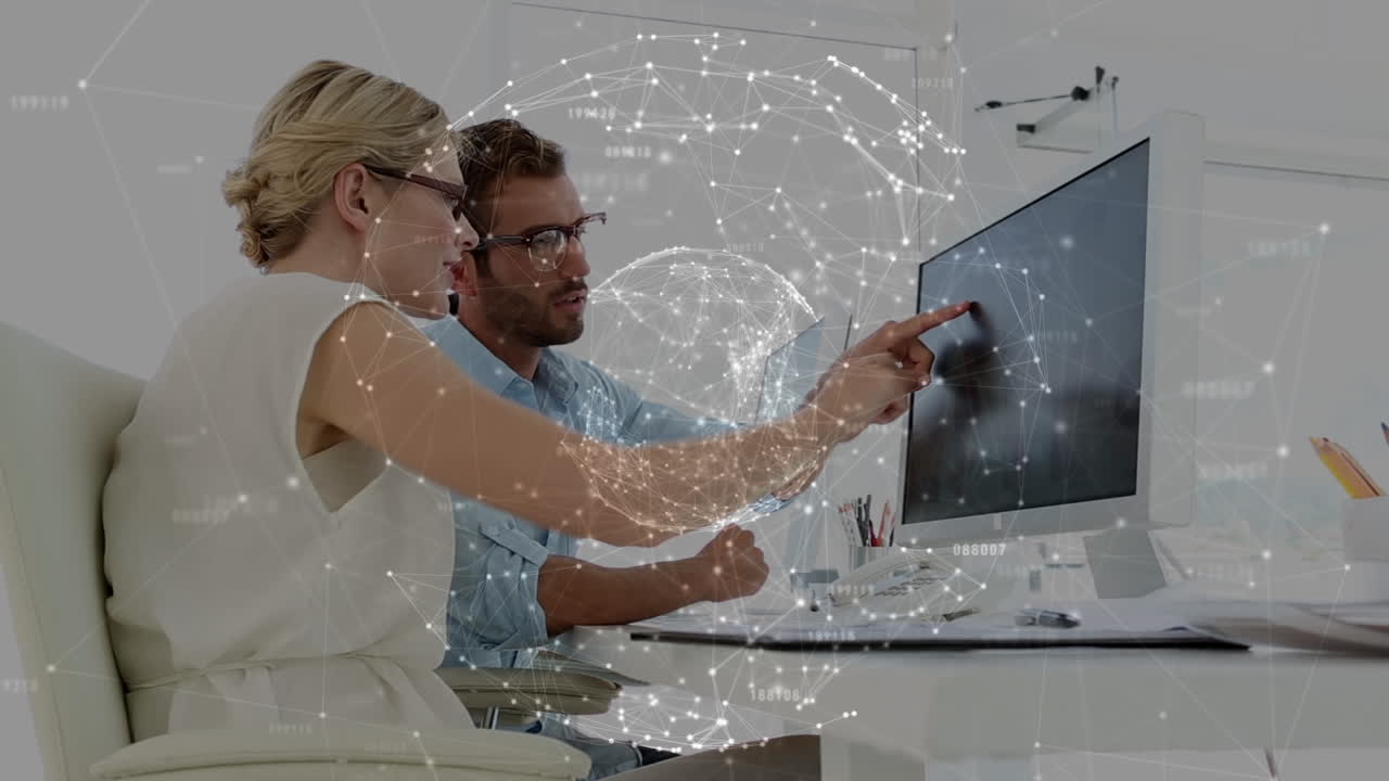 animación de la red de conexiones y el mundo sobre diversas personas de negocios