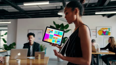 business meeting and data presentation in a contemporary office setting