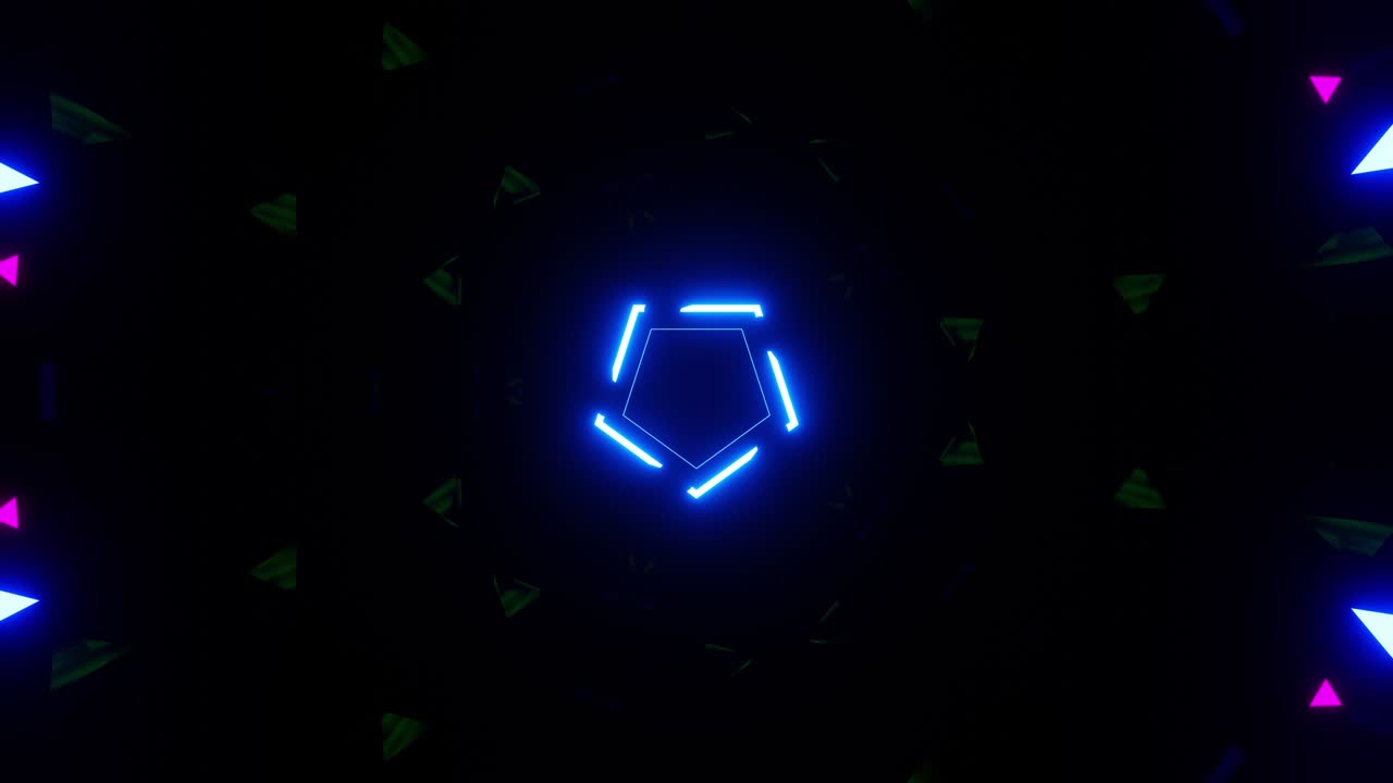 animación en bucle continuo en resolución 4k de formas geométricas de neón brillantes