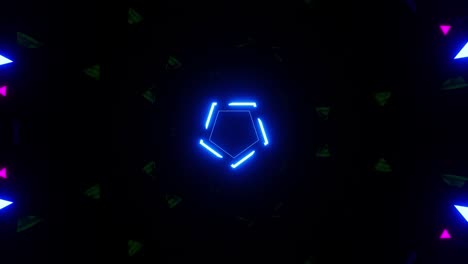 continuous loop animation in 4k resolution of bright neon geometric shapes