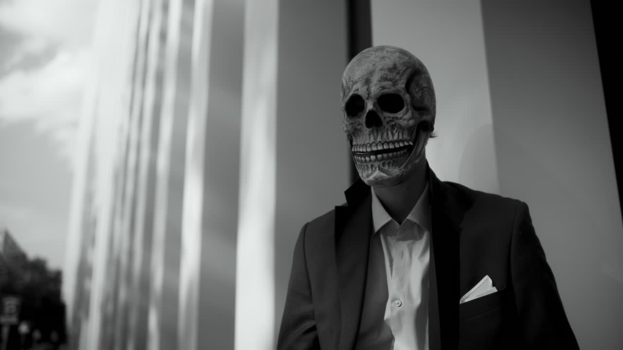 Businessman in Skull Mask
