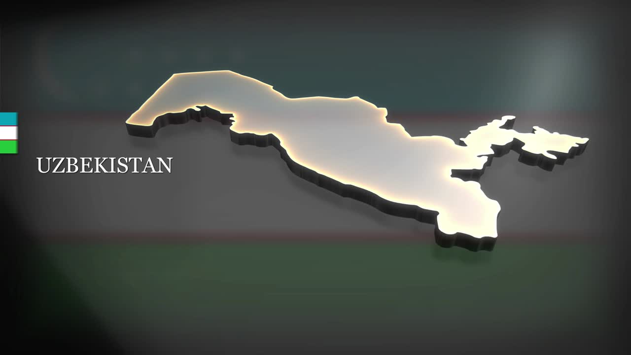 우즈베키스탄의 3d 애니메이션 지도