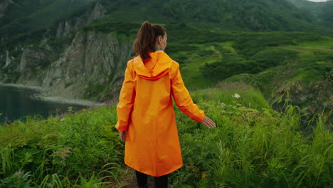 Woman Hiking in Scenic Coastal Mountains