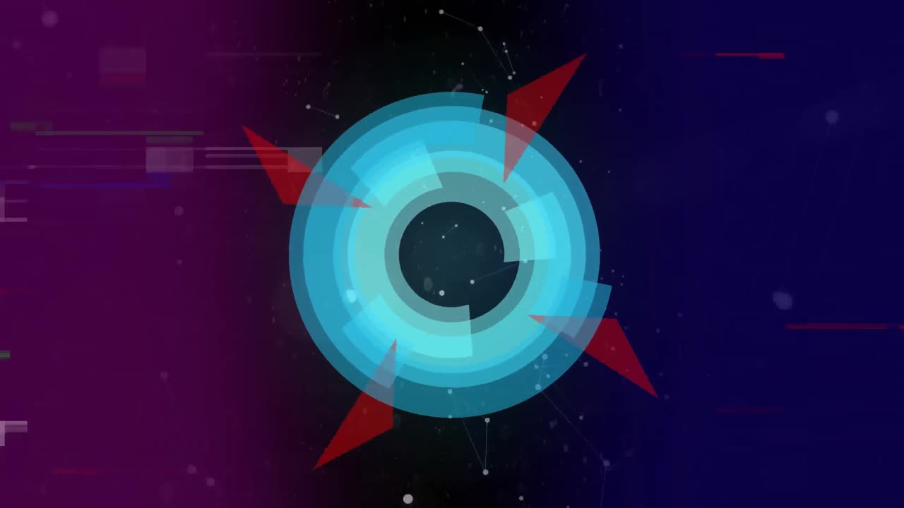 turbina eólica digital con giro en círculo gracias a cuatro hélices con banda sizzle en fondo púrpura