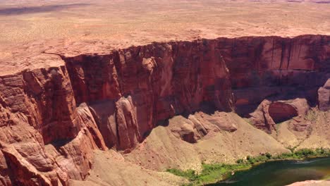 aerial drone footage of the horseshoe bend in page, arizona, usa