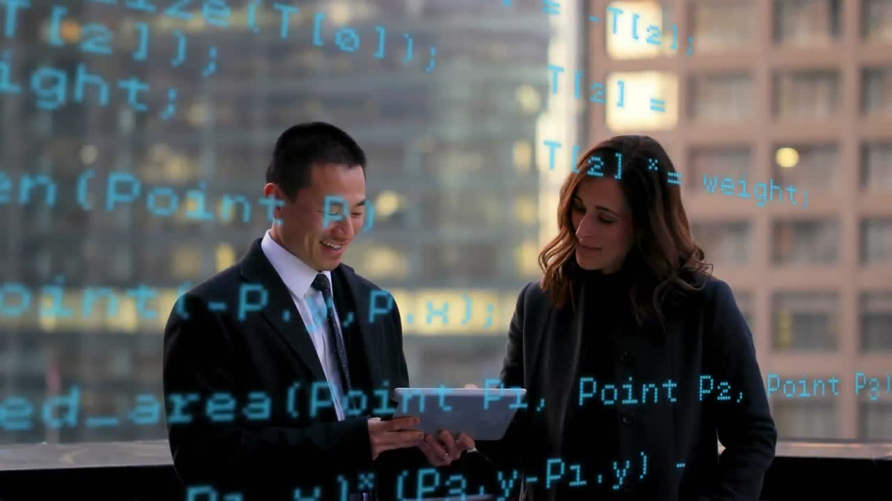 animación de iconos digitales sobre hombre de negocios usando auriculares vr