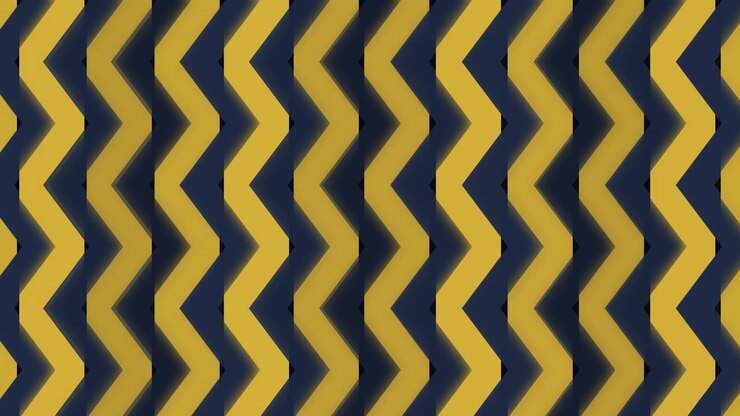 Sfondo animato astratto con strisce a zigzag gialle e blu scuro in movimento