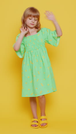 child girl kid listening music dancing trendy disco fooling around having fun relaxing on party