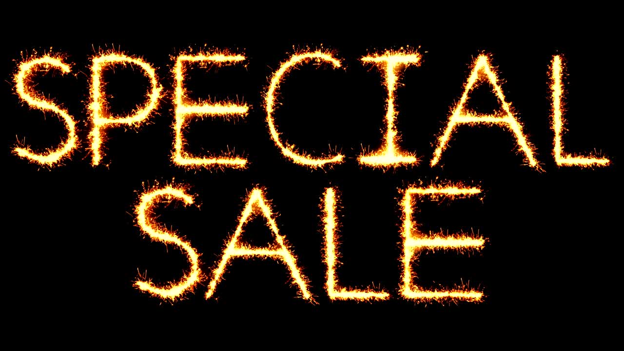 특별 판매 텍스트 스파클러 글리터 스파크 불꽃놀이 루프 애니메이션