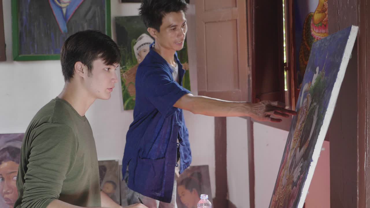 Painting Class In Art Studio, Slow Motion