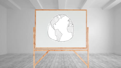 drawing of a globe in a white board