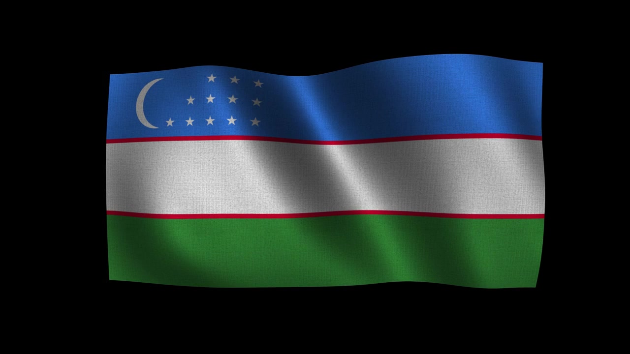 Dalgalanan Kumaş Dokulu Özbekistan Bayrağı