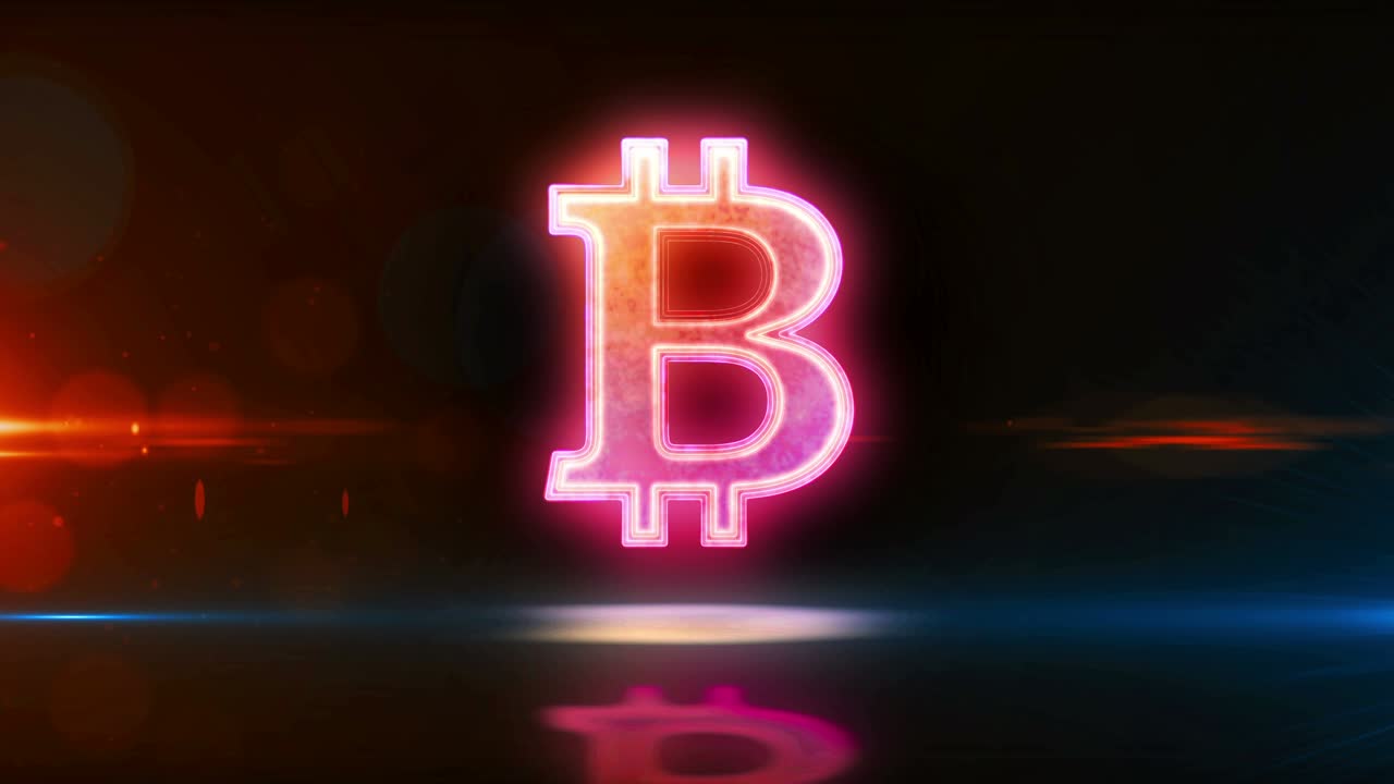 símbolo de dinero de bitcoin animación abstracta con bucle