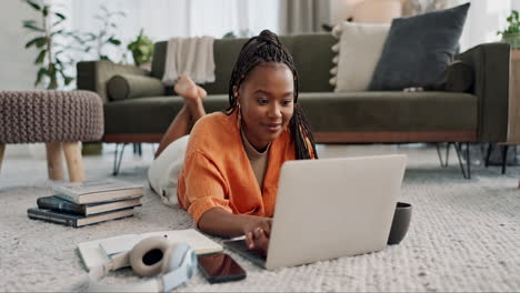 Laptop,-education-and-a-student-black-woman