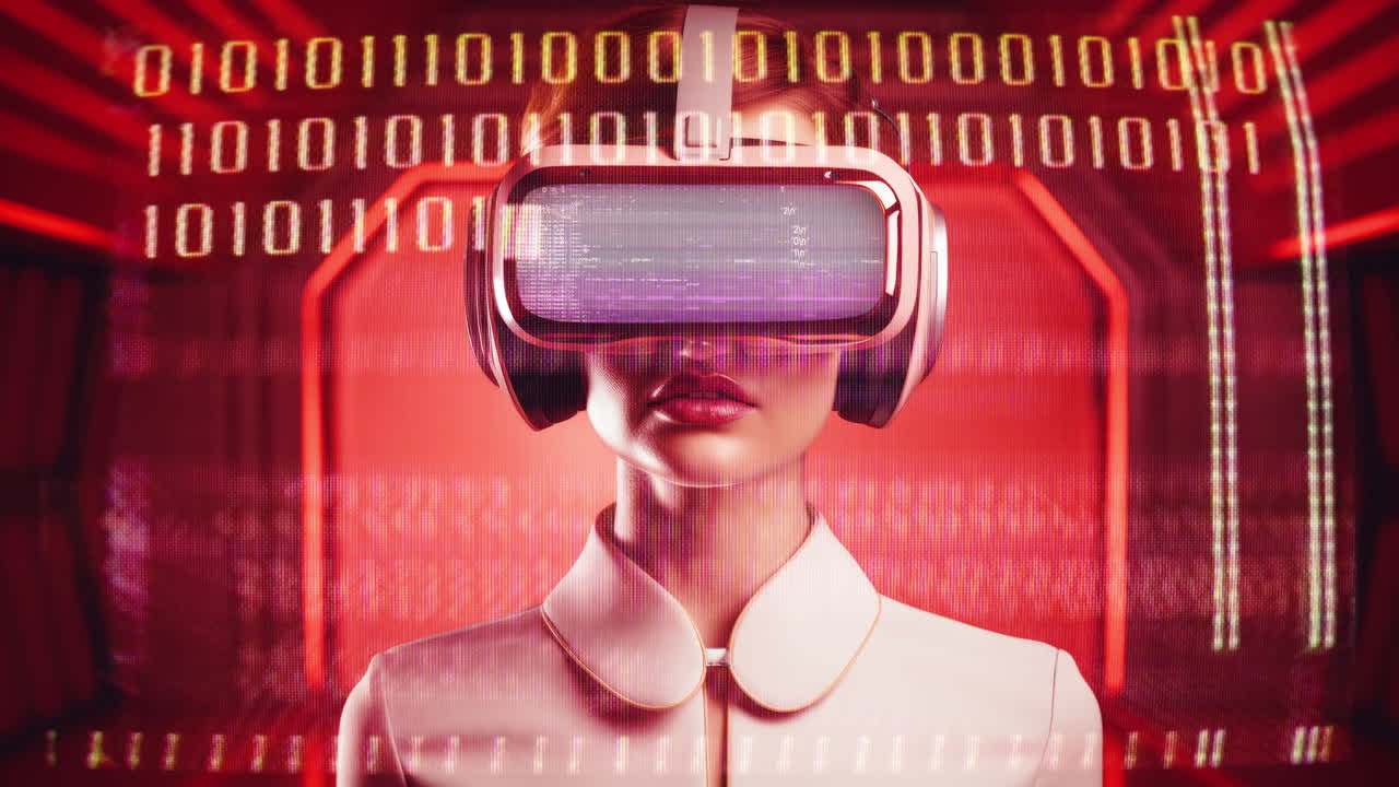 vr 헤드과 함께 여성 생성 a.i.