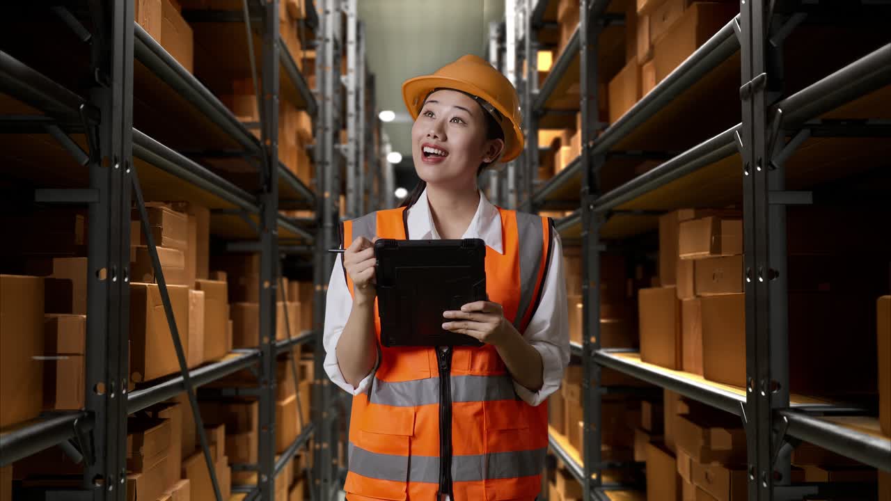 trabajador de almacén comprobando el inventario