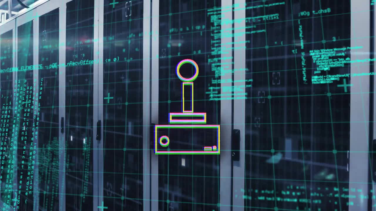animación de iconos y procesamiento de datos a través de servidores informáticos