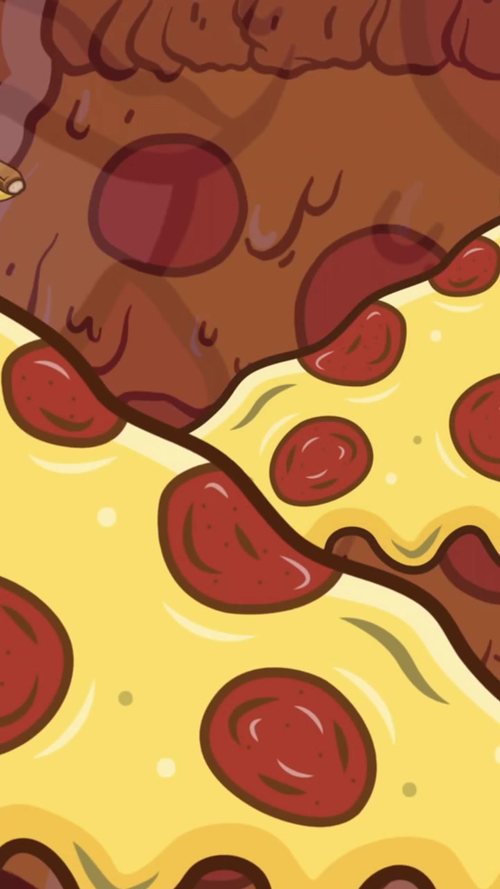 Animazione di icone della pizza su sfondo rosso