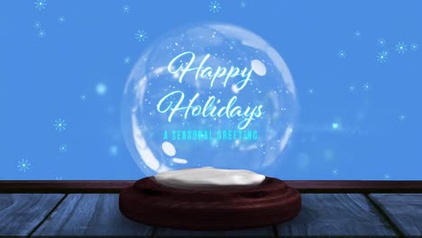 Digital-animation-of-shooting-star-spinning-around-happy-holidays-text-on-snow-globe