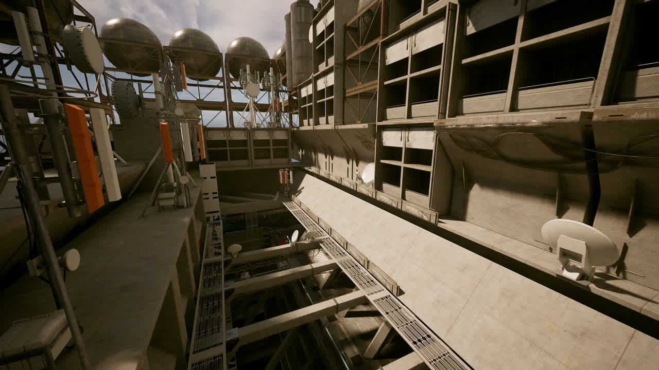 paisaje urbano futurista: arquitectura industrial sucia