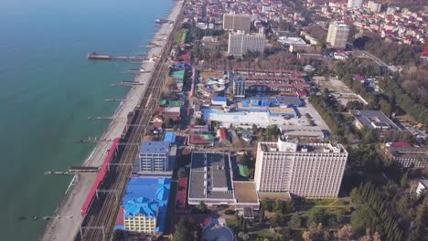 coastal cityscape aerial view