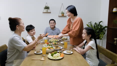 asian family having lunch.