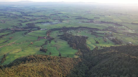 Aerial-View-Of-Waikato-Plains-Near-Wairere-Falls-Track-Summit-In-North-Island,-New-Zealand